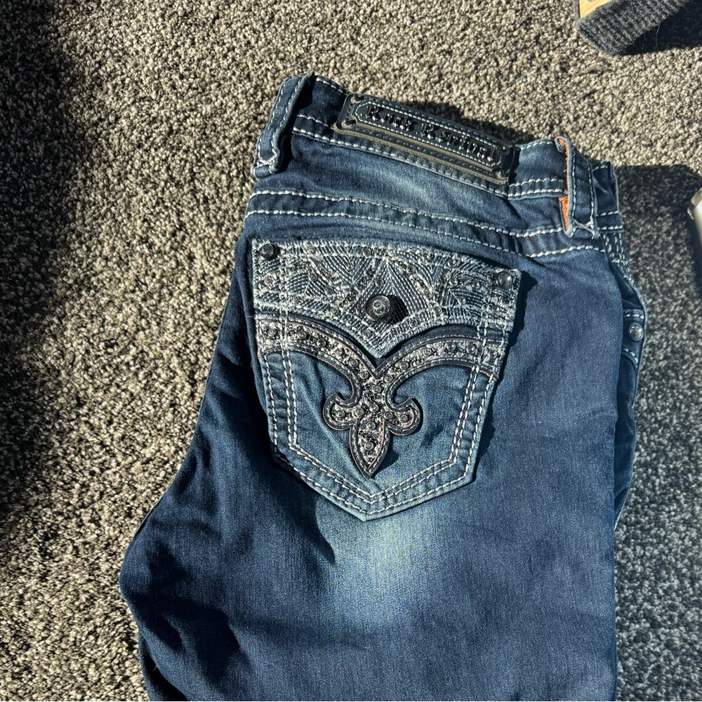 Rock Revival Dark Blue Denim with Orange Accents